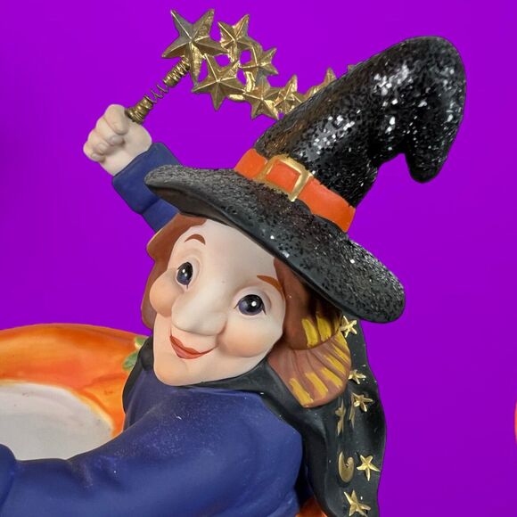 Retired PartyLite Halloween Witch Pumpkin Jar Pillar Candleholder P8212 w/ Box - Picture 2 of 8